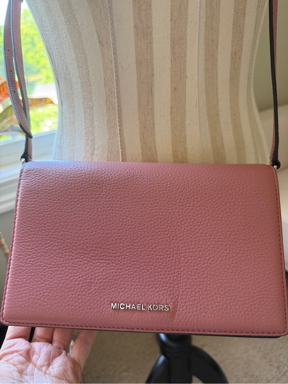Kenneth Cole Dusty Rose Pebbled Leather Crossbody Bag - Picture 2 of 8